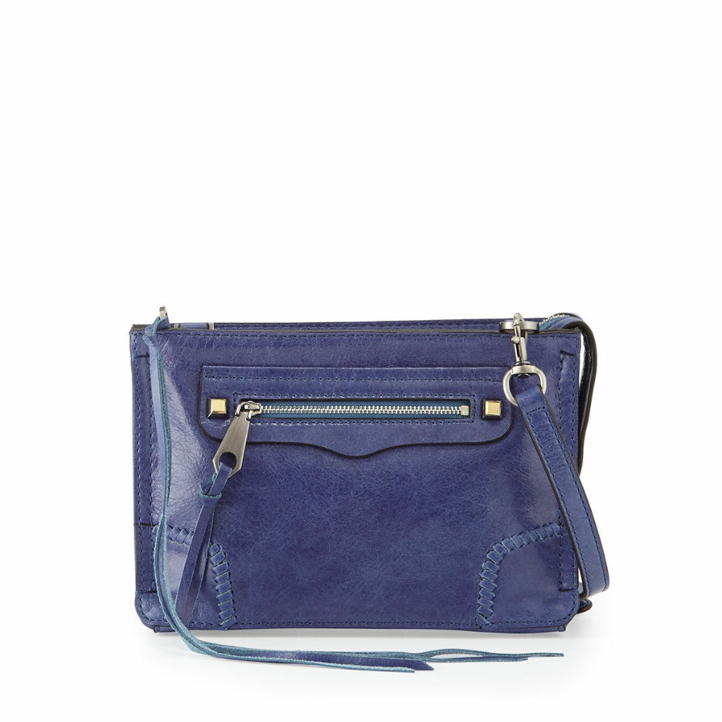 Nwt $195 Rebecca Minkoff 'Regan' Leather Crossbody Bag In Deep Denim Blue!